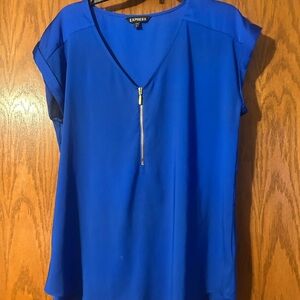 Express Women's Blue V-Neck Top